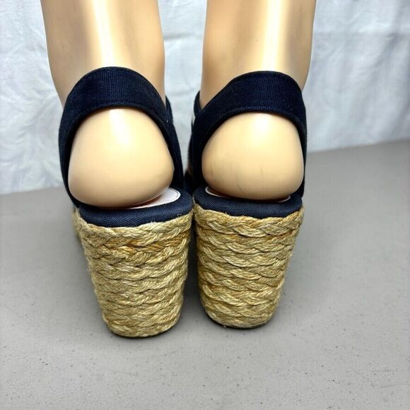 Chaps Dacey Blue Fabric Elastic Open Toe Espadrille Wedge Womens‎ Size 6.5 M - Picture 7 of 11